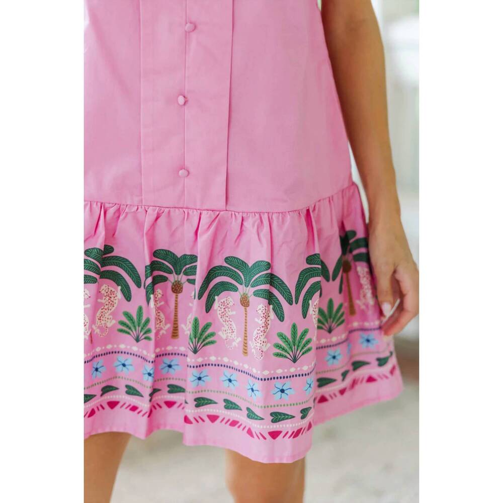 NEW TCEC talia tropical hem mini dress in pink - Picture 4 of 9